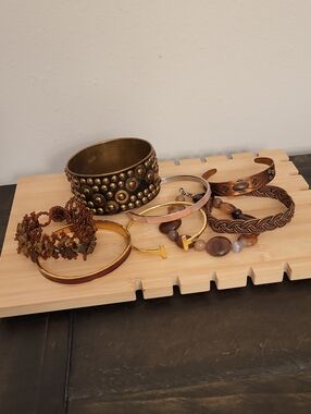 8  Piece Bracelet Bundle Mixed Metal, Gemstone, Enamel, Copper